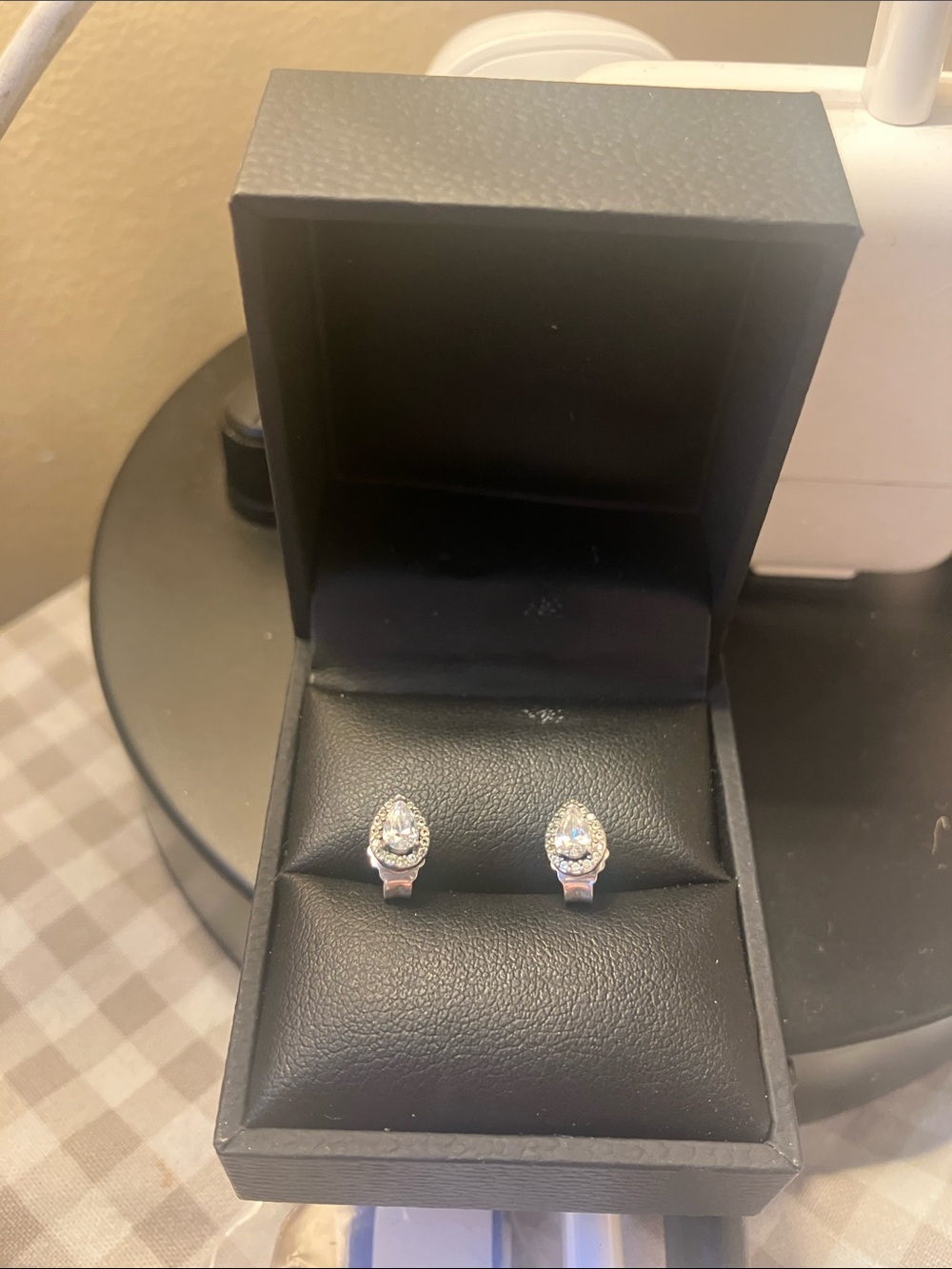 Pandora Sparkling Pear Halo Stud Earrings